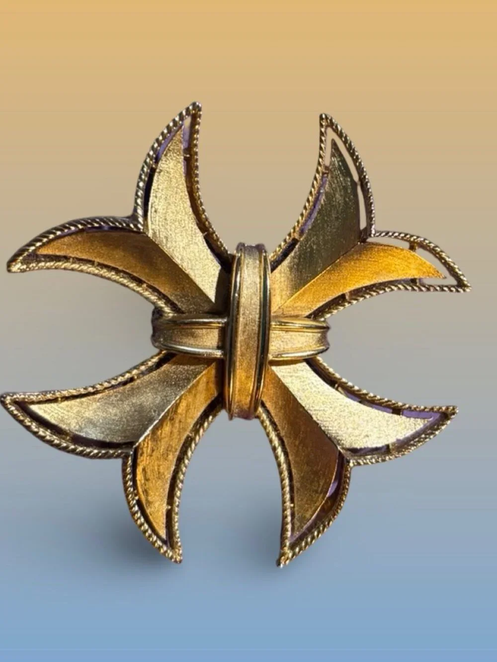 Crown Trifari Gold-Tone Maltese Cross Brooch Pin Statement Design Vintage